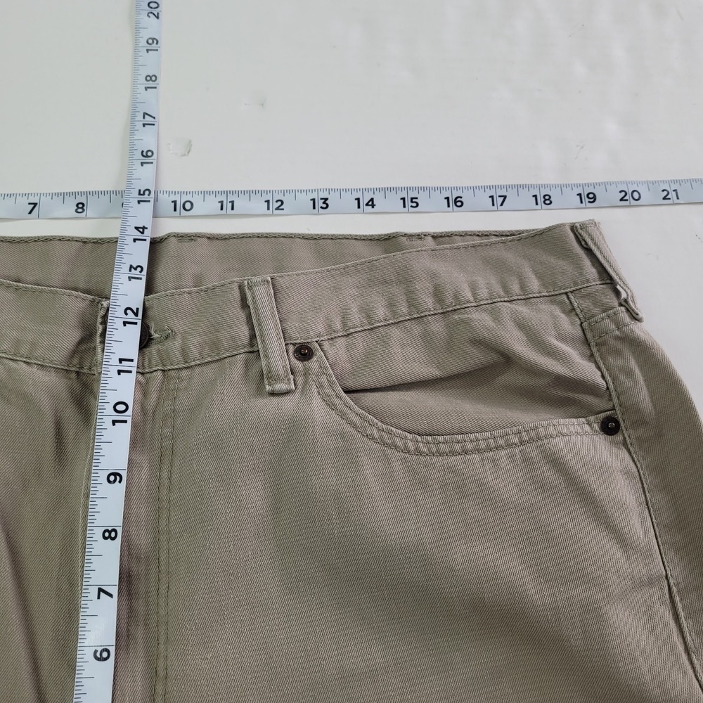 Levi's 505 Regular Fit Pants Mens 38x32 Khaki Tan Straight Leg Twill Flaw READ - Picture 3 of 13